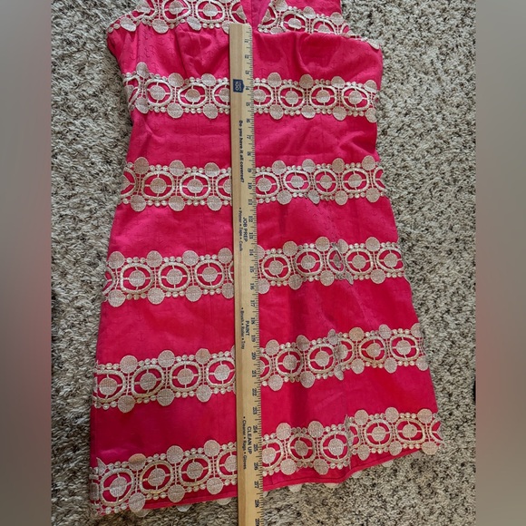 Lilly Pulitzer Augusta Anchor Print Jacquard‎ Lace Trim Shift Dress Size 8 - Picture 12 of 14